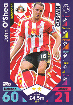 John O'Shea Sunderland 2016/17 Topps Match Attax Captain #257